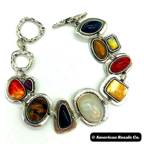 Chunky Silver bracelet, Vintage style boho bracelet, Statement Bracelet - Picture 2 of 4